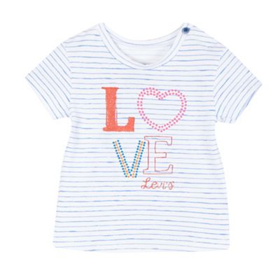 Levi's Baby girls' white striped 'love' applique t-shirt